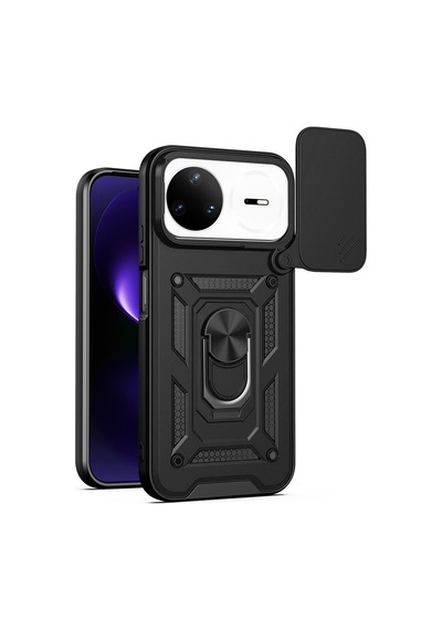 Caseonn Huawei Nova 15 Pro Kılıf Sürgülü Kamera Korumalı Yüzüklü Mıknatıslı Tank Kapak Siyah