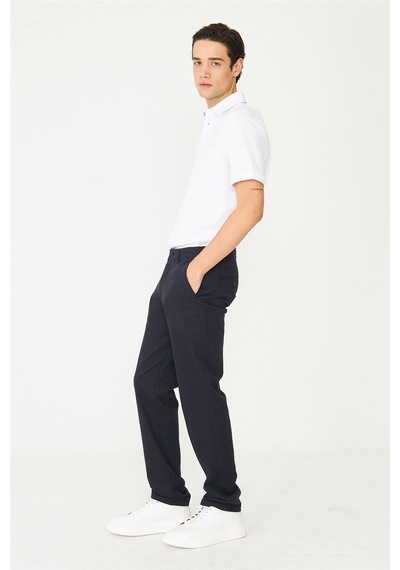Lacivert Dokulu Modern Klasik Pantolon Laci