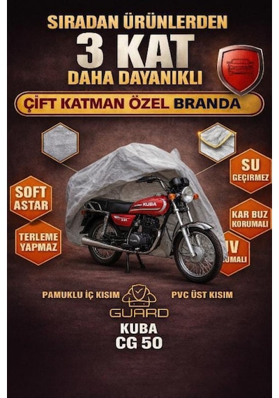 Carguard Kuba Cg 50 / 100 Uyumlu Fitilli Motosiklet Brandası Motor Örtüsü-arka Çanta Uyumlu