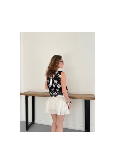 Verymoda Nakışlı Kolsuz Bluz D2872 Siyah