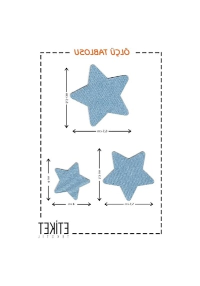 Ütü İle Yapışan Denim Jeans Yaması - Yıldız Desenli Buz Mavi 12