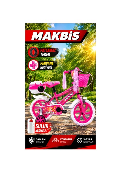 15 Jant Pembe Çocuk Bisikleti 3-6 Yaş 2026 Yerli Üretim Suluk+püskül Pembe - 902629770 Pembe