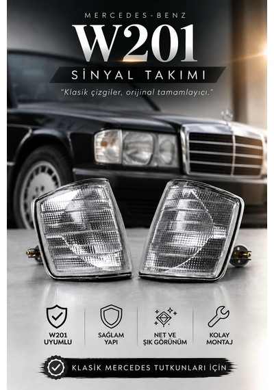 Mercedes W201 Şeffaf Sinyal Takımı - Duysuz