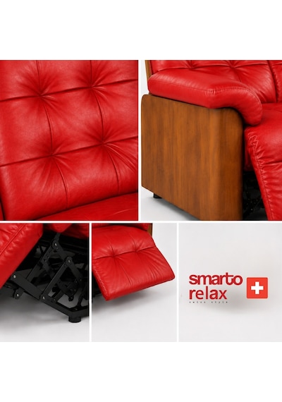 Smarto Relax Berlin 3 Lü Orta Konsollu Bardaklıklı Yatar Ayak Uzatmalı Ergonomik Deri Sinema Tv Koltuğu Kırmızı
