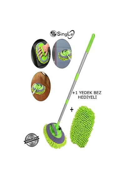 Çok Fonksiyonlu 2 In 1 Mikrofiber Araba Yıkama Fırçası Teleskopik Uzun Saplı Detay Fırçası Oto Mopu