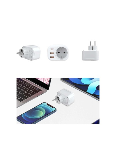 2500w 3.4a 2x Usb 1x Type-c 1x Soket Şarj Adaptörü Priz Çoğaltıcı Grup Priz 2 M