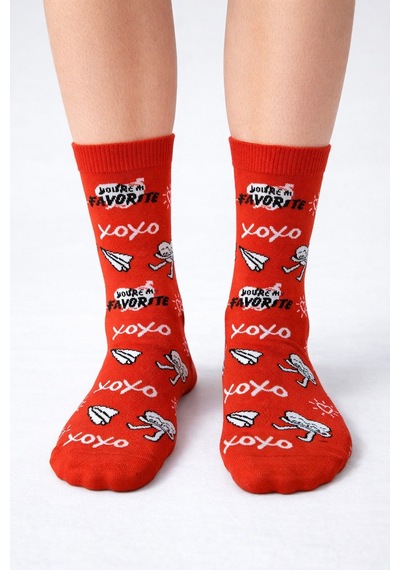 Carnaval Socks Sevgililer Günü Hediyesi Özel Tasarım Kutulu Çorap Seti / Romantik Desenli Unisex Hediye Çorap 2 Li 2000386