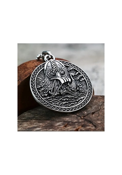 Donguan 1 Paslanmaz Çelik Retro İskandinav Viking Odin Denizci Kolye, İki Yüzeyli Metalik Çelik Rengi