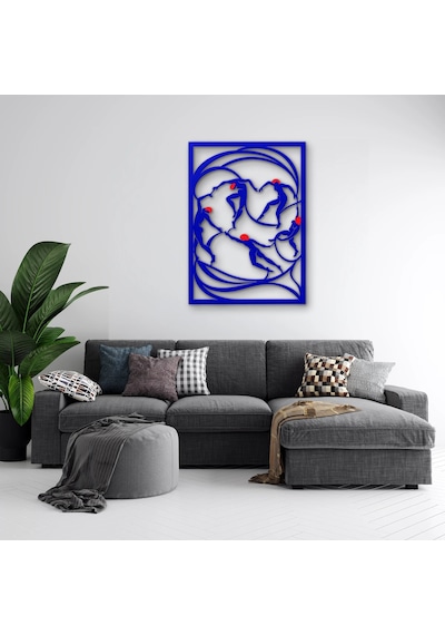 Mavi Dans Eden Figürler Metal Tablo 58x80 Cm Çok Renkli