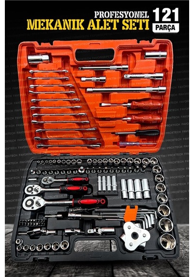 Profesyonel Mekanik Krom Çelik Premium Kalite 121 Parça Lokma Takımı 1/2-1/4-3/8 Full Set