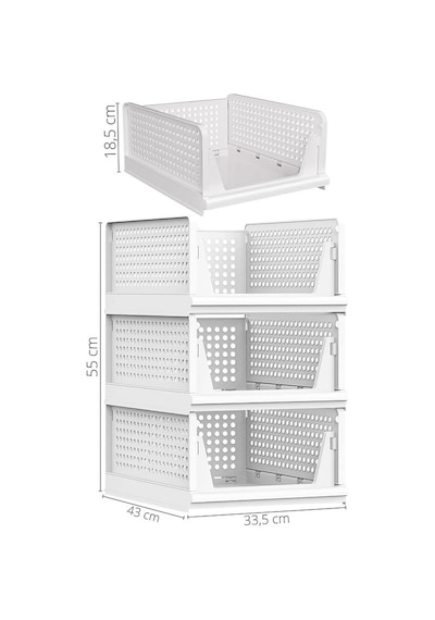 Mithra Life 3lü Kayar Raf Organizer Dolap İçi Kıyafet Aksesuar Düzenleyici Beyaz 45x35 Cm Mıt1261 Diğer