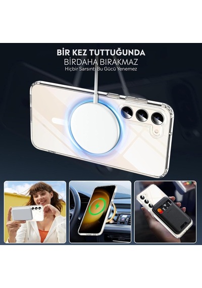 Galaxy A16 İçin Kılıf Kamera Korumalı Magsafe İle Uyumlu Kablosuz Şarj Özellikli Şeffaf Telefon Kılıfı Diğer