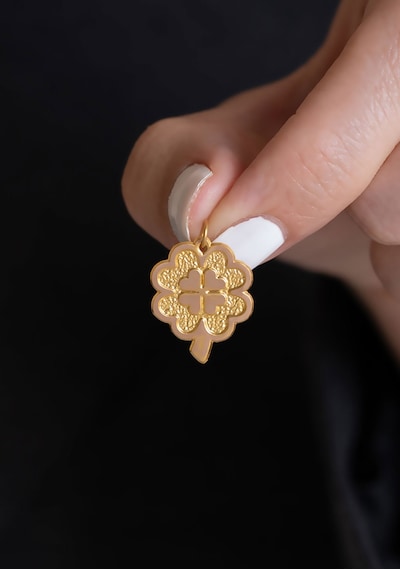 14 Ayar Altın Ultra İnce Yonca Kolye Ucu 1,6 Mm Sarı Altın