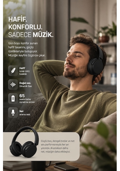 Philips TAH5209BK Kablosuz Kulak Üstü Kulaklık