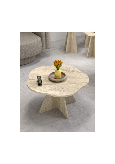 Çiçek Orta Sehpa Bej 70 Cm Çok Renkli