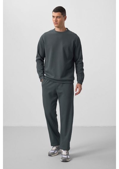 Haki Yüzeyi Dokulu Oversize Erkek Eşofman Takım - 85275 Haki