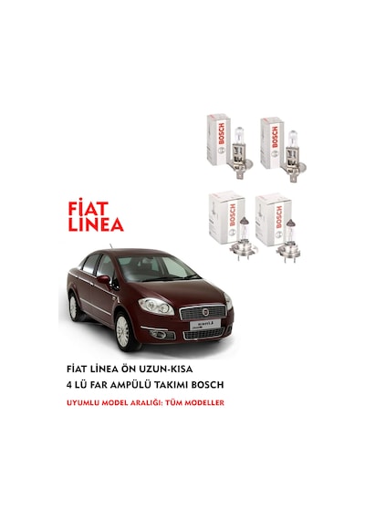 FİAT LİNEA 2011 MODEL ÖN UZUN-KISA 4 LÜ FAR AMPÜLÜ TAKIMI BOSCH