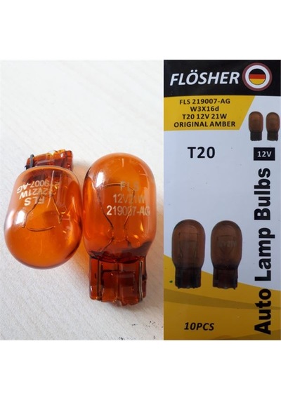 12v Tek Duy 93 Tipi Sarı 21w Dipsiz  Amber Cam T20 Ampul 2 Ad