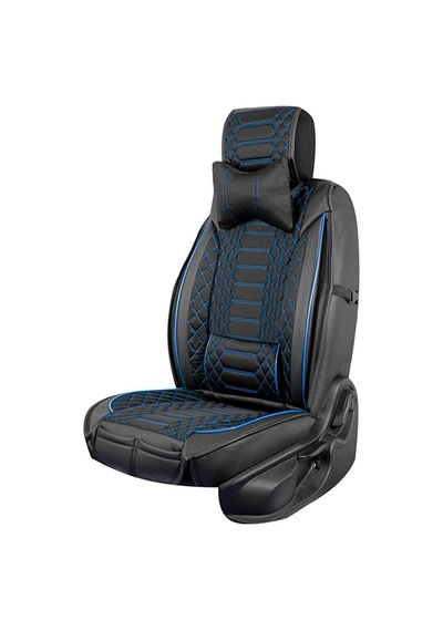 Ackstore Lüks Deri Oto Koltuk Kılıfı Tam Takım Set Mars Siyah-mavi Fiat Tipo İle Uyumlu