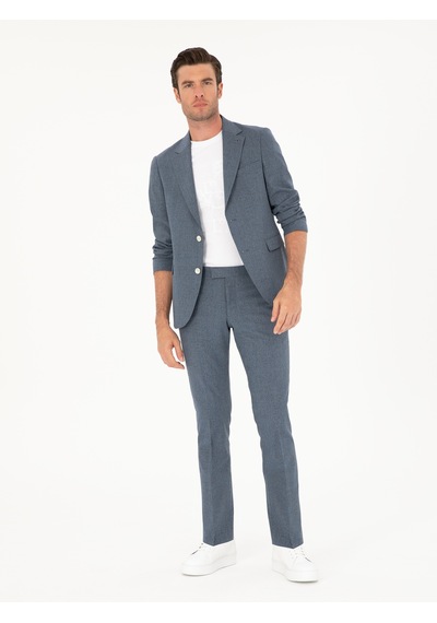 Cacharel İndigo Slim Fit Yün Karışımlı Takım Elbise Mavi