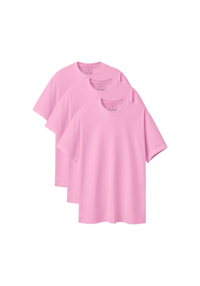 Velvoria Unisex Oversize Basic 3'lü Pembe Renk T-shirt Çok Renkli20