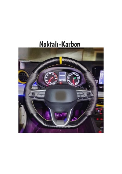 Universal Dikmeli Direksiyon Kılıfı Noktalı Kabon Sarı Yüzüklü 38 10.5cm