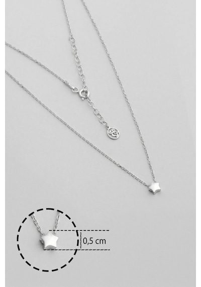 Little Star 18 Ayar Beyaz Altın Kaplama 44 Cm Gümüş Kolye Rodyum