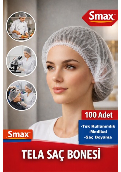 Saç Bonesi Bone Beyaz Tek Kullanımlık 100 Lü Paket Medikal Bone Tek Kullanımlık Saç Bonesi 100 Lü
