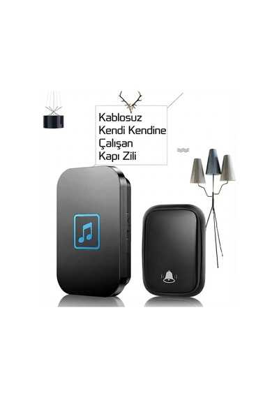 Pilsiz Led Li Modern Kablosuz Kapı Zili - 1 Zil Alıcısı 1 Kapı Butonu 300m Menzil / 60 Melodi / 5 S