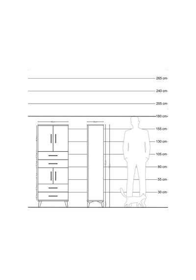 Arges Dolap 3 Raflı 4 Çekmeceli 4 Kapaklı 60x30x163 Antrasit-... Antrasit