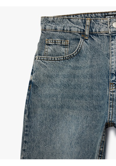 Koton Pamuklu Vintage Straight Fit Jean Pantolon İndigo Stone 7wam40127nd İndigo - Taş