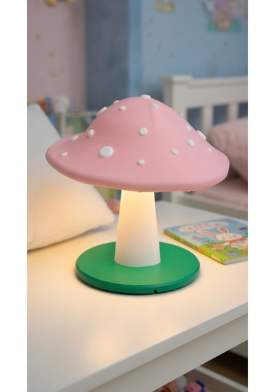 Dekoratif Mantar Gece Lambası - 3d Tasarım Estetik Oda Dekoru - Hediyelik Masa Lambası Mood Light Pembe