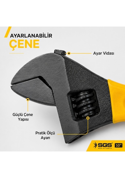Sgs Kurbağacık Anahtar 10 İnç Ayarlı İngiliz Anahtarı