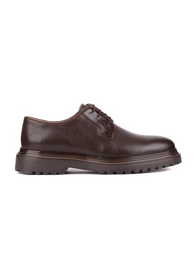 Shoetyle - Kahverengi Deri Bağcıklı Erkek Klasik Ayakkabı 250-2013-777 Kahverengi
