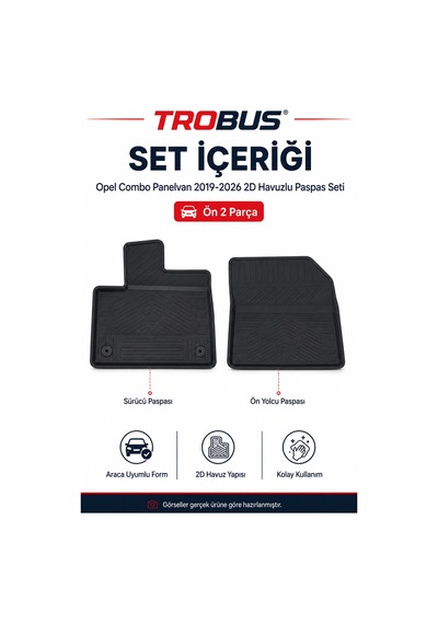 Trobus Opel Combo Panelvan 2023-2026 Dizel 2d Havuzlu Paspas 2 Parça