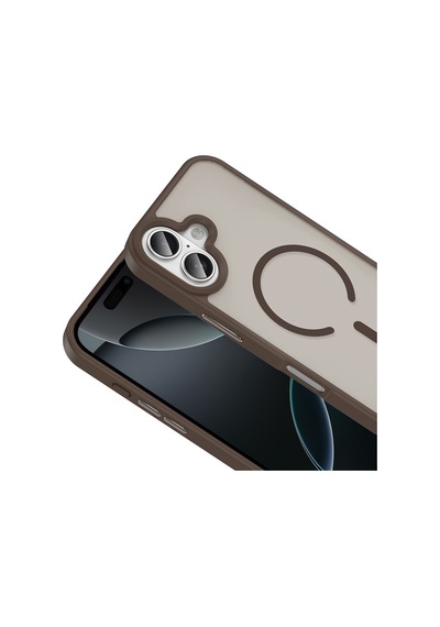 Vendas Apple Uyumlu iPhone 17 Kılıf M-safe Şarj Özellikli Mat Arka Yüzey Zore Sio Kapak + Hayalet Ekran Koruyucu Desert Titanyum