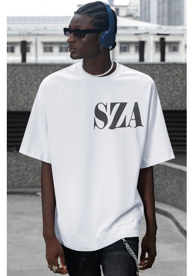 Sevbano Sza Rapper 1989 Şarkıcı Sırt Baskılı Unisex Oversize Tişört Beyaz
