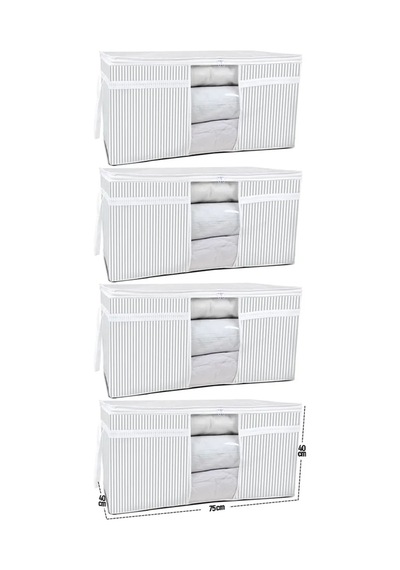 4 Adet Pencereli Yastık Yorgan Hurcu Büyük Boy 75x40x40 Cm Gri-beyaz