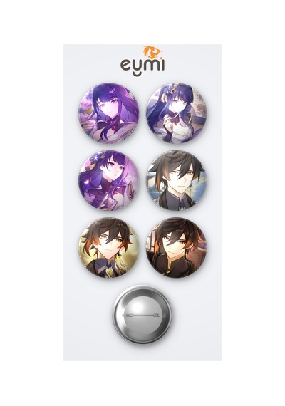 Genshin Impact Raiden Oyun Ve Zhongli Oyun 6'lı Metal Rozet Seti 58mm İğneli Buton Çanta Yaka Rozeti Çok Renkli
