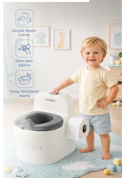 Babyjem Bebeğimin İlk Tuvaleti Sifon Sesli Lazımlık Oturak Kum Beji Çok Renkli