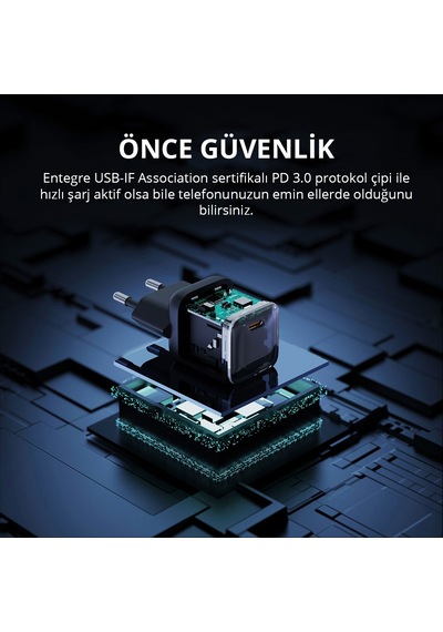 Aukey Pa-b1l-bk 30w Omnia Iı Mini Gan Type-c Pd Destekli Şarj Adaptörü - Siyah
