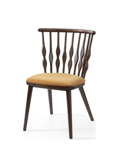 Natura Retro Ahşap Sandalye Ceviz - Sarı