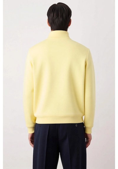Benerly Erkek Dik Yaka Fermuarlı Standart Kol Regular Kalıp Sweatshirt Fo Açık Sarı