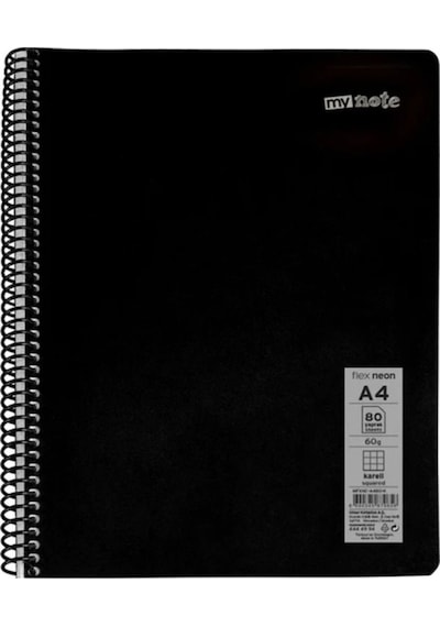 Mynote Flex Neon Defter A4 80 Sayfa 4'Lü Defter Seti (2 Kareli + 2 Çizgili)