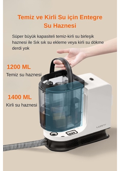 18.000 Pa Emiş Gücün Temiz Ve Kirli Su Hazneli Halı Yıkama Makinesi Y200