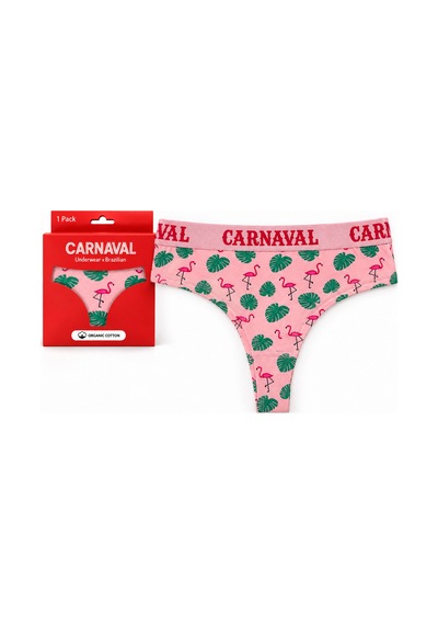 Carnaval Socks Flamingo Desenli Kadın Brazilian Külot Pamuklu Likralı Pembe Çok Renkli