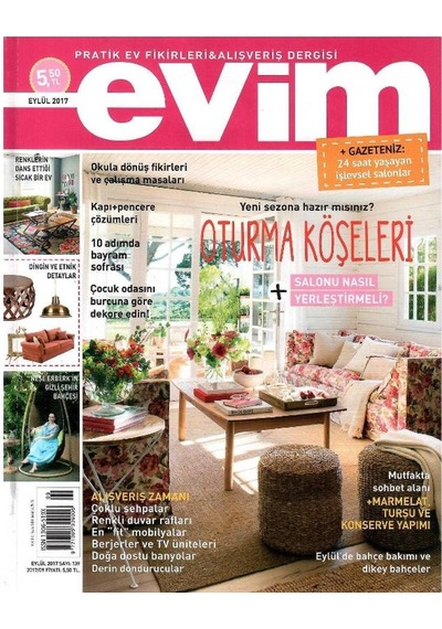 Evim - Pratik Ev Fikirleri Ve Alışveriş Dergisi -oturma Köşeleri - Retro Eski Basım Koleksiyon - Eylül 2017 - Sayı 139