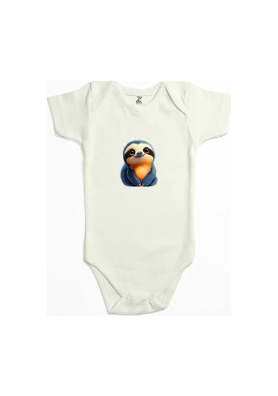 Zepplin Giyim Şirin Tembel Hayvan Mavi Bebek Body Zıbın