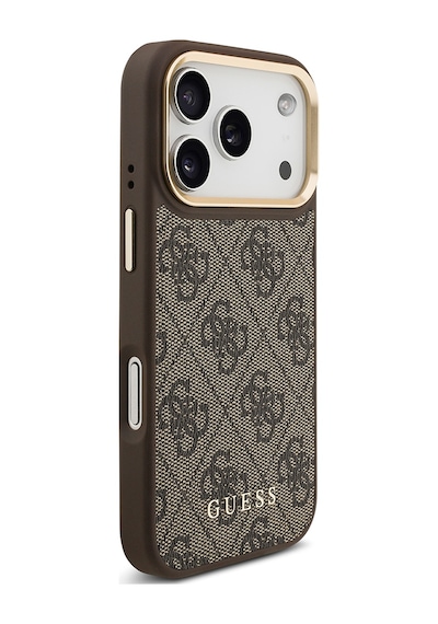Apple Uyumlu iPhone 17 Pro  Kılıf Guess Lisanslı M-safeli 4g Metal Büyük Logolu Kartlıklı Kapak Kahverengi Kahverengi