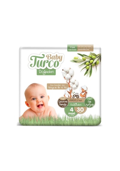 Baby Turco Doğadan Bebek Bezi 4 Numara Maxi 30 Adet
